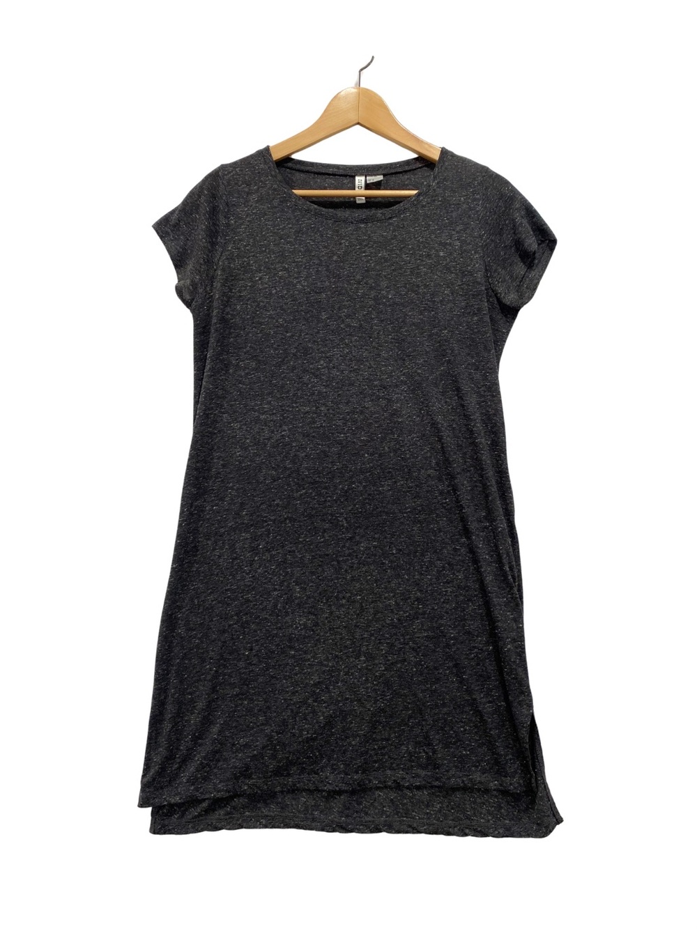 H&M Divided Basic Gray Charcoal Heather Linen Blend T-Shirt Dress Size Medium